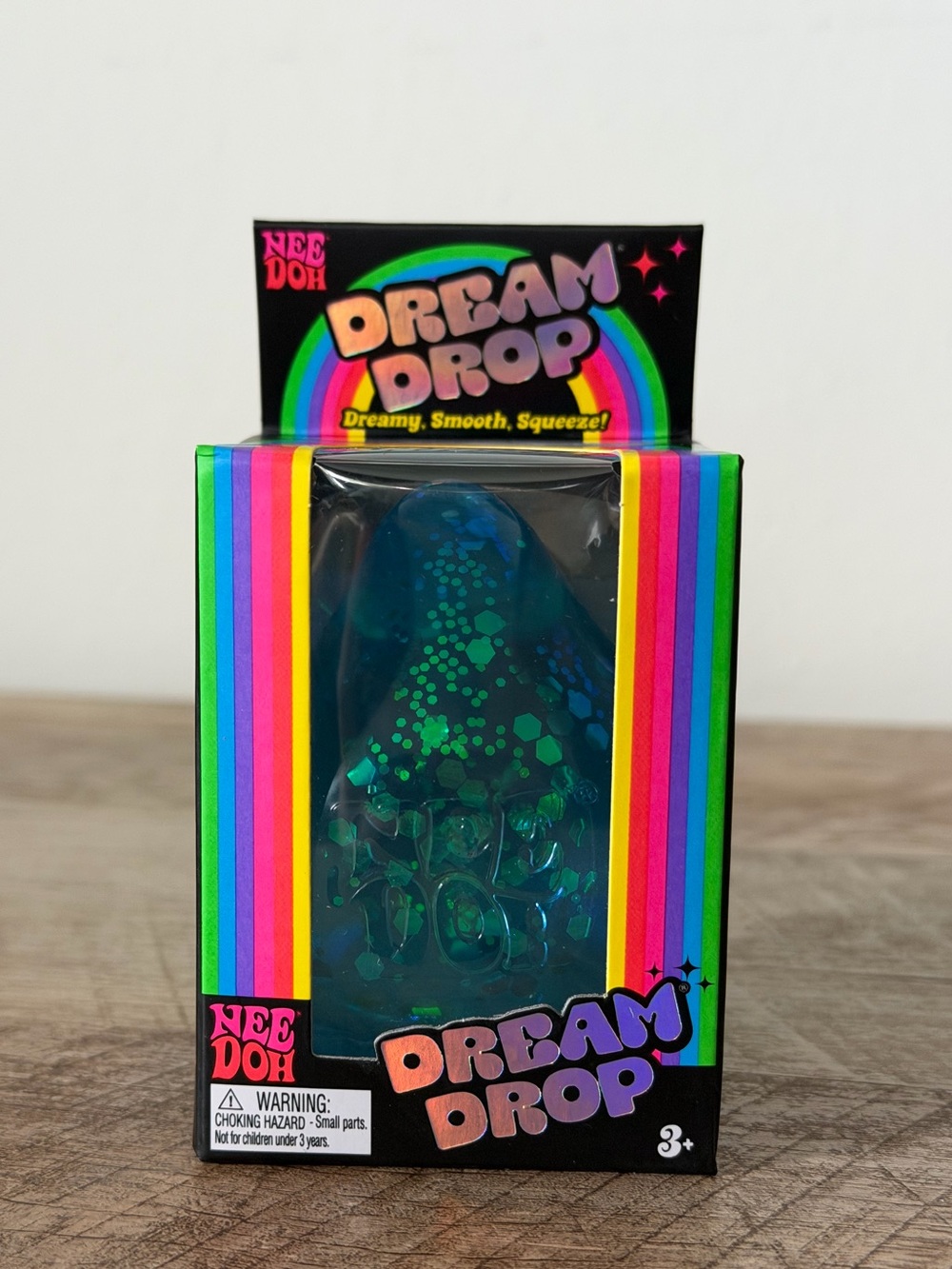 NWT Rare Authentic NeeDoh Viral Sparkle Dream Drop Blue Squishy Sensory Ball